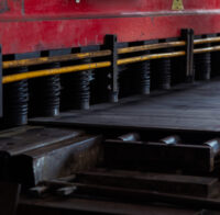 Closeup of Industrial Mild Steel Plate Cutting Hydraulic Machine